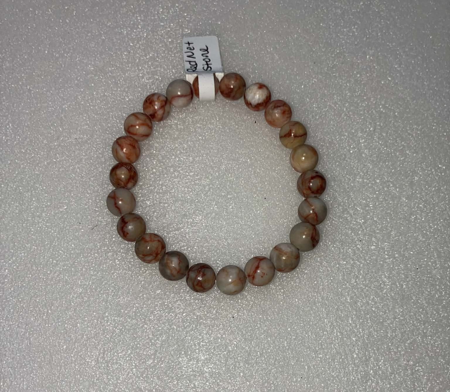 Red Net Stone Bracelet 8mm