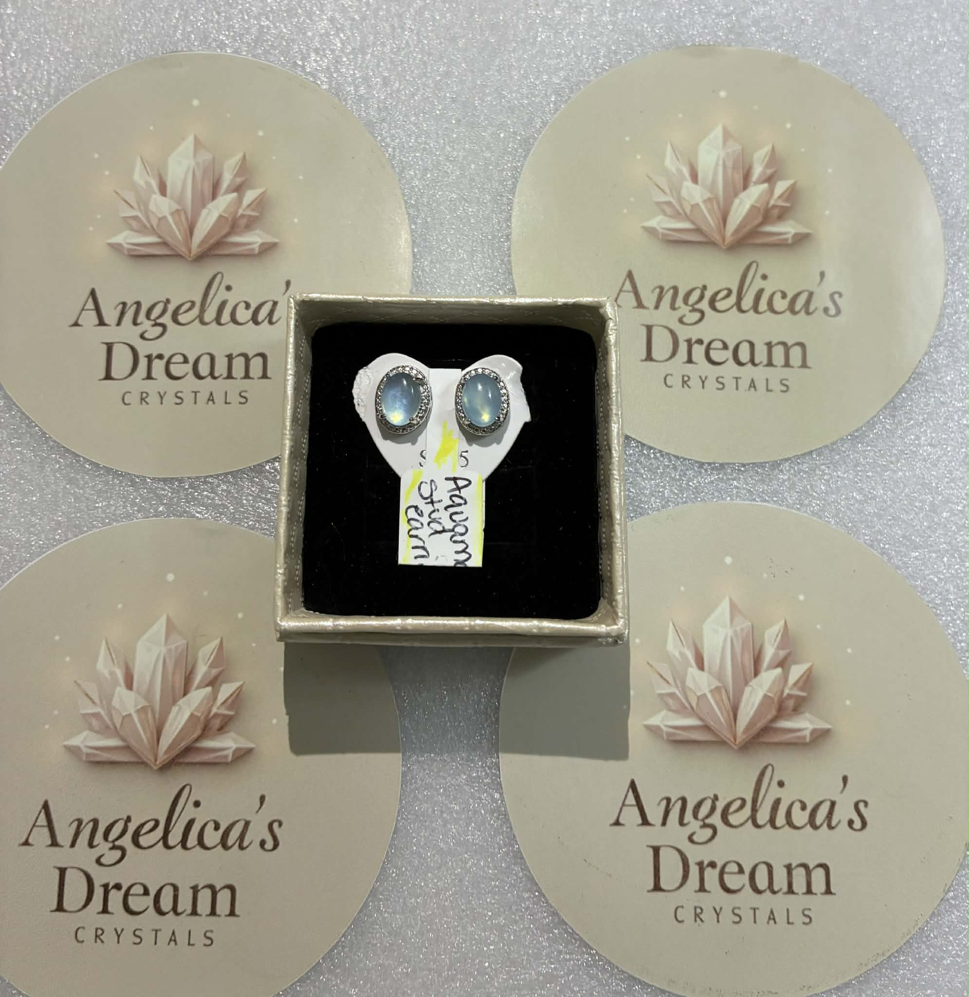 Aquamarine Stud Earrings set on Sterling Silver