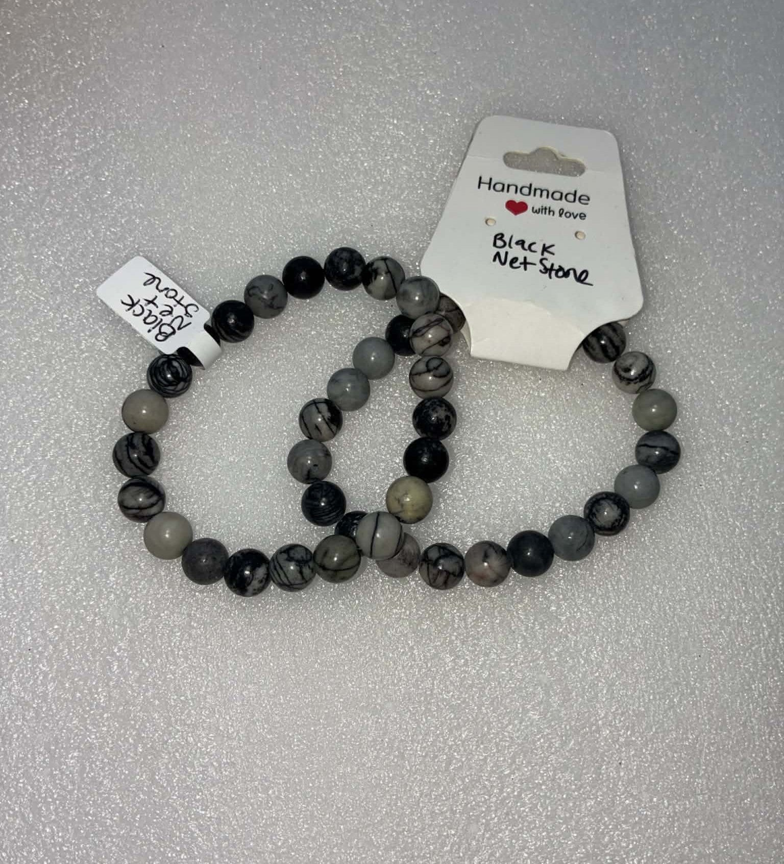 Black Net Stone Bracelet 8mm