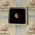 Garnet Cat & Moon Adjustable Sterling Silver Ring