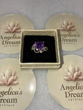 Heart Shape Amethyst Sterling Silver Adjustable Ring