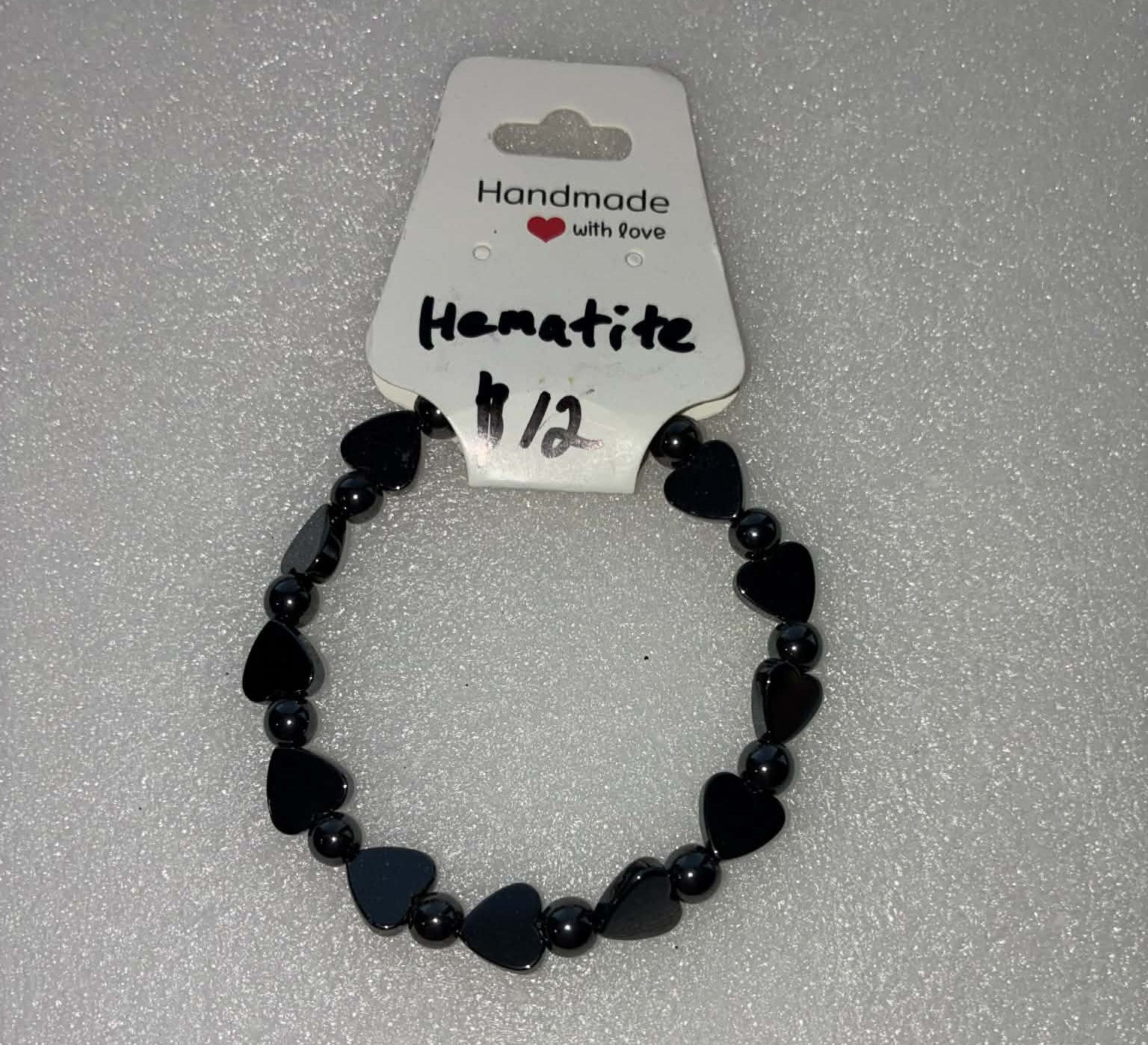 Hematite Heart Bead Bracelet