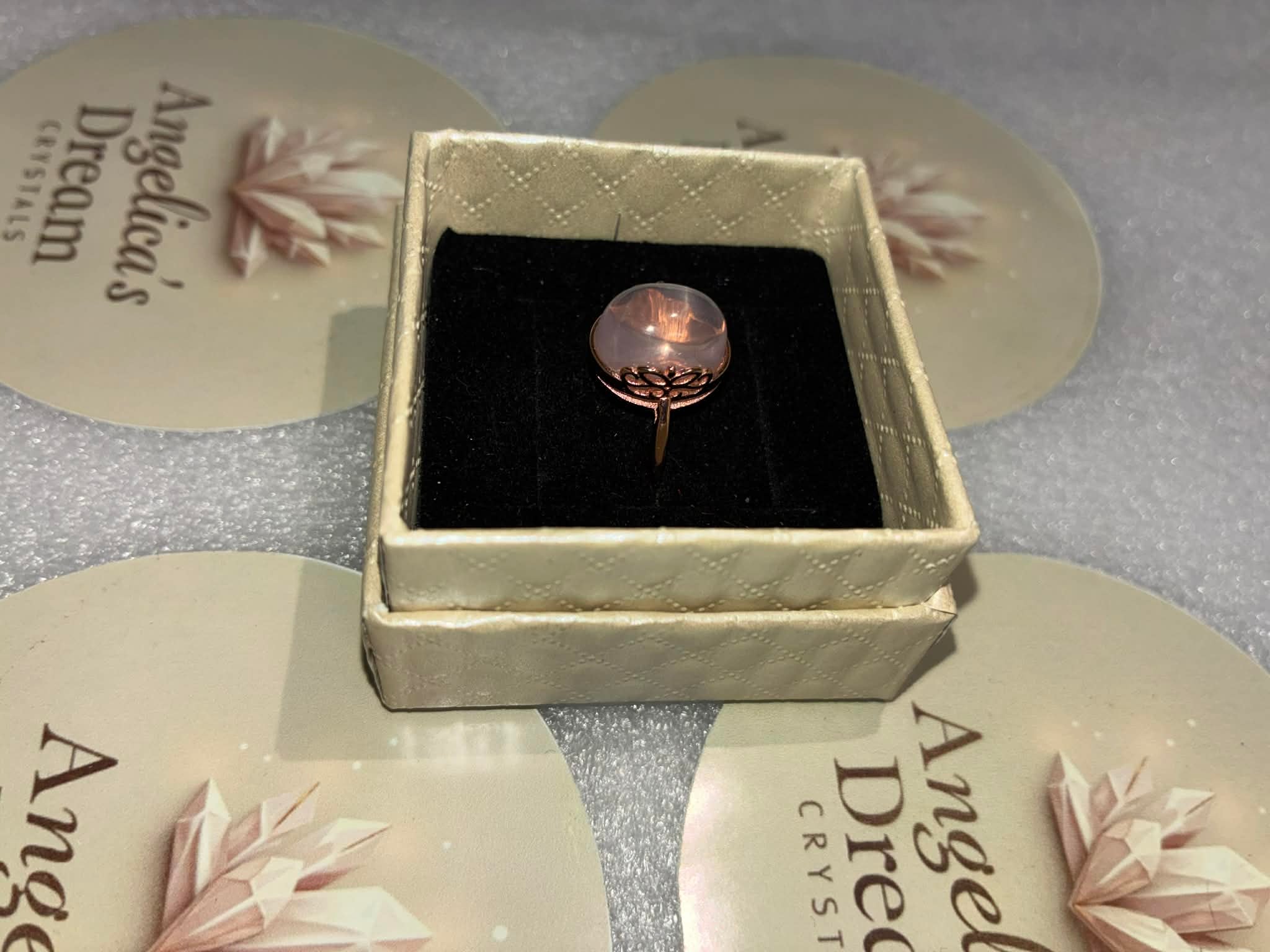 Rose Quartz Sterling Silver Adjustable Ring