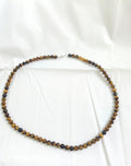 Tiger eye and Silver Obsidian 8mm beaded Necklace