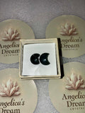 Moss Agate Moon Shaped Sterling Silver Earrings