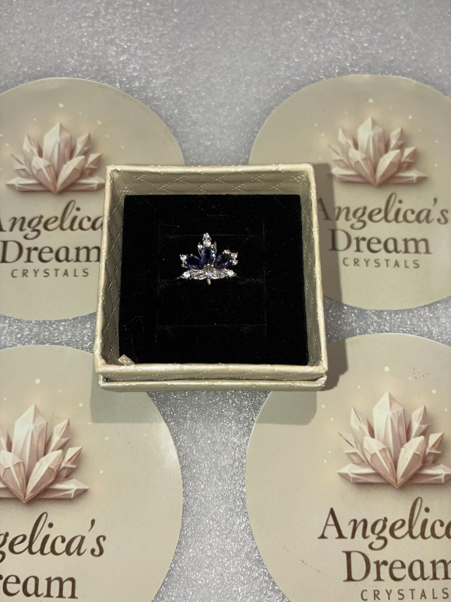 Iolite Sterling Silver Leaf adjustable Ring