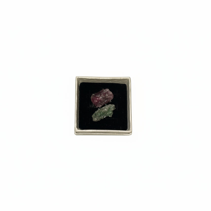 Raw cut and Polished Pink & Green tourmaline Sterling Silver Adjustable Ring